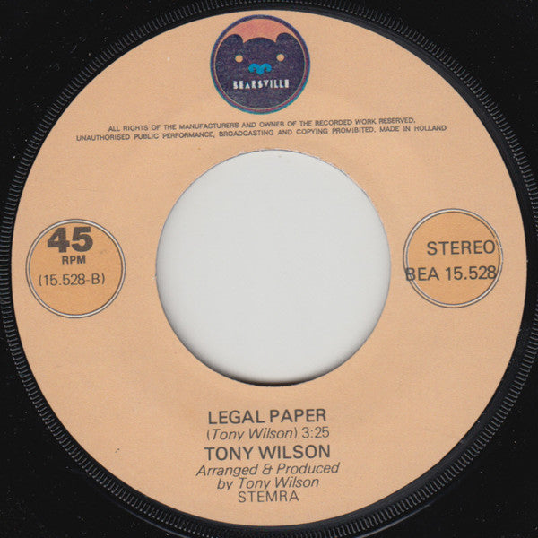 Tony Wilson (3) : My Love (Anything That Keeps You Satisfied) (7", Single)