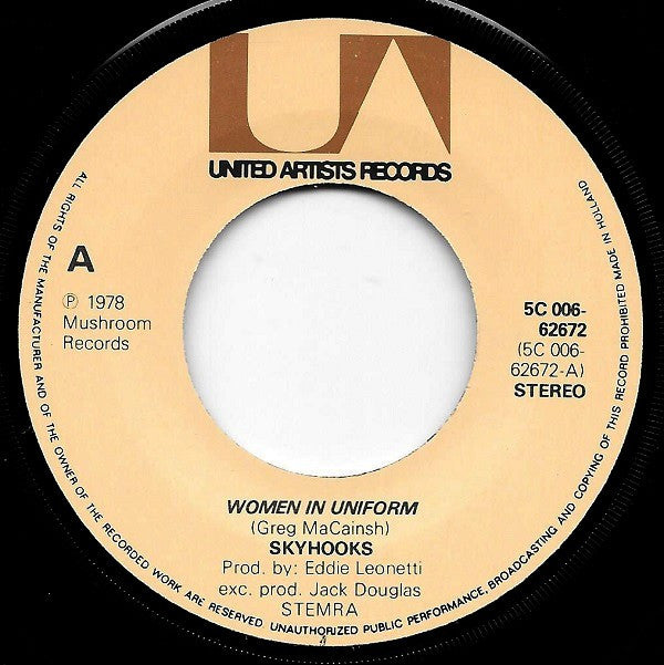 Skyhooks : Women In Uniform (7", Single)