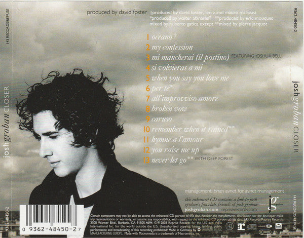 Josh Groban : Closer (CD, Album, Enh)