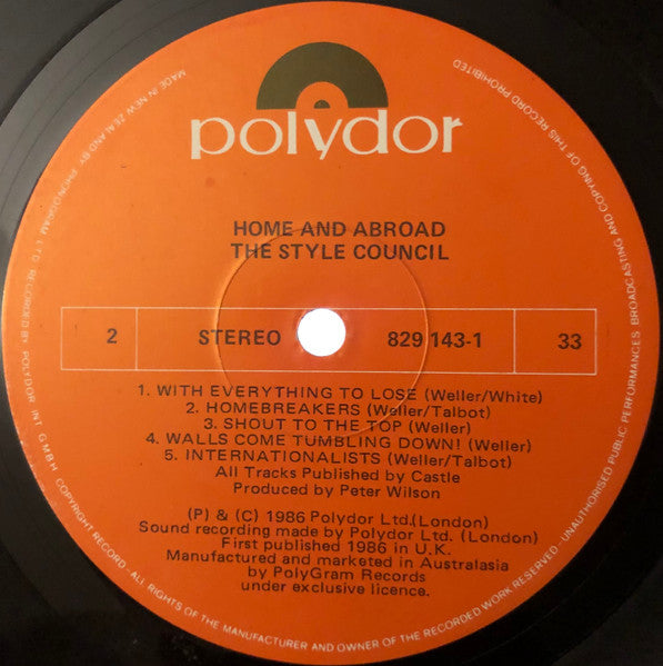 The Style Council : Home And Abroad (LP, Album)