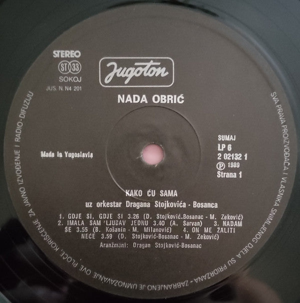 Nada Obrić : Kako Ću Sama (LP, Album)