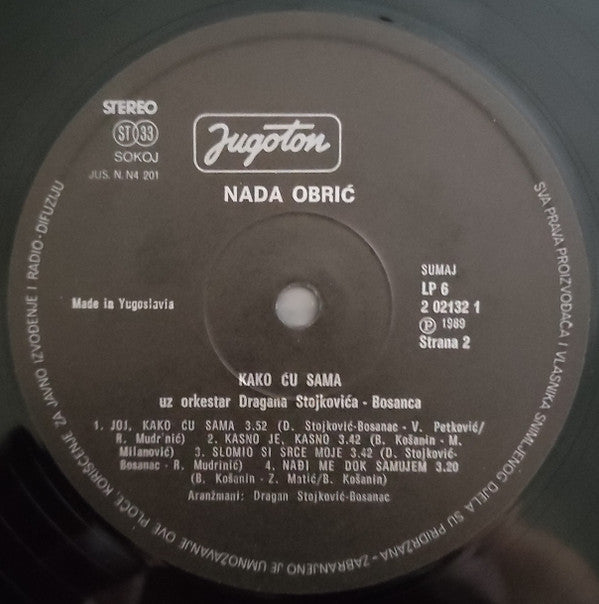 Nada Obrić : Kako Ću Sama (LP, Album)