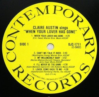 Claire Austin : Claire Austin Sings "When Your Lover Has Gone" (LP, Album, Ltd, RE, RM)
