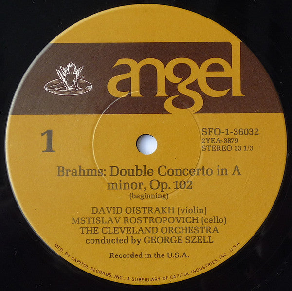 Johannes Brahms – David Oistrach, Mstislav Rostropovich, George Szell · The Cleveland Orchestra : Double Concerto In A Minor (LP, Album, Gat)