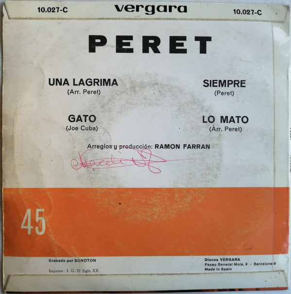 Peret : Una Lagrima (7", EP)