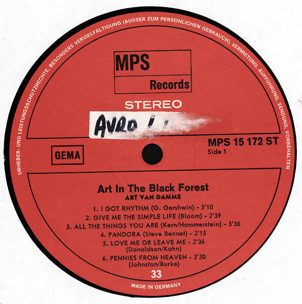 Art Van Damme Quintet* : Art In The Black Forest (LP, Album)