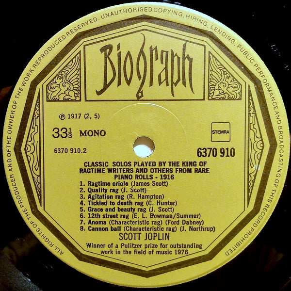 Scott Joplin : Scott Joplin - 1916 (LP, Mono)