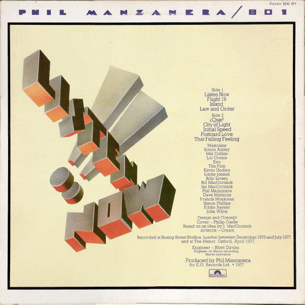 Phil Manzanera / 801 : Listen Now (LP, Album)