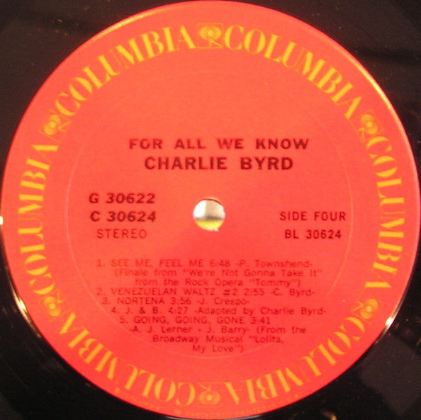 Charlie Byrd : For All We Know (2xLP, Album, Gat)