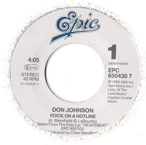 Don Johnson : Voice On A Hotline (7", Single)