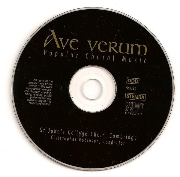 St. John's College Choir . Christopher Robinson : Ave Verum - Popular Choral Music (CD, Album)