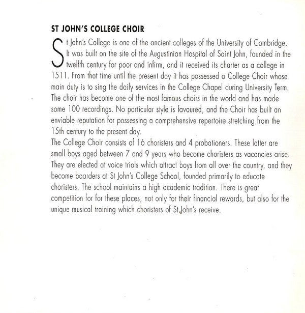 St. John's College Choir . Christopher Robinson : Ave Verum - Popular Choral Music (CD, Album)