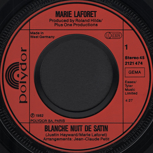 Marie Laforêt : Blanche Nuit De Satin / Que J'Bétonne Mon Cœur (7", Single)