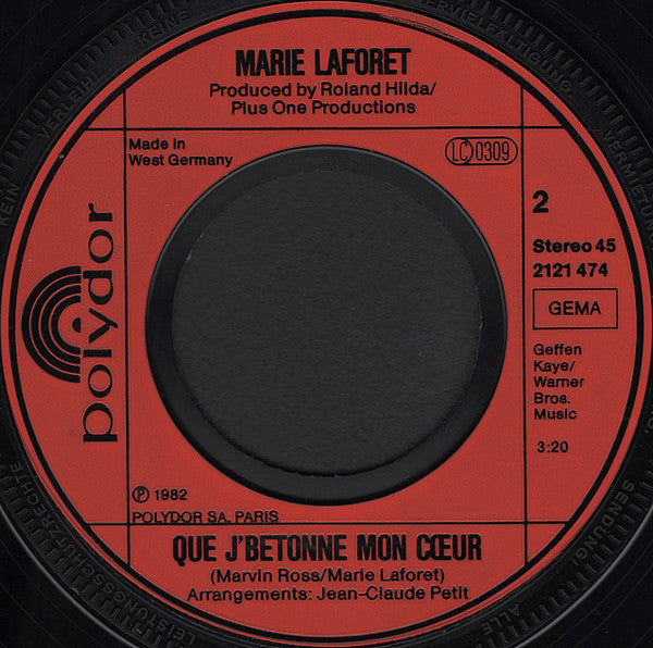Marie Laforêt : Blanche Nuit De Satin / Que J'Bétonne Mon Cœur (7", Single)