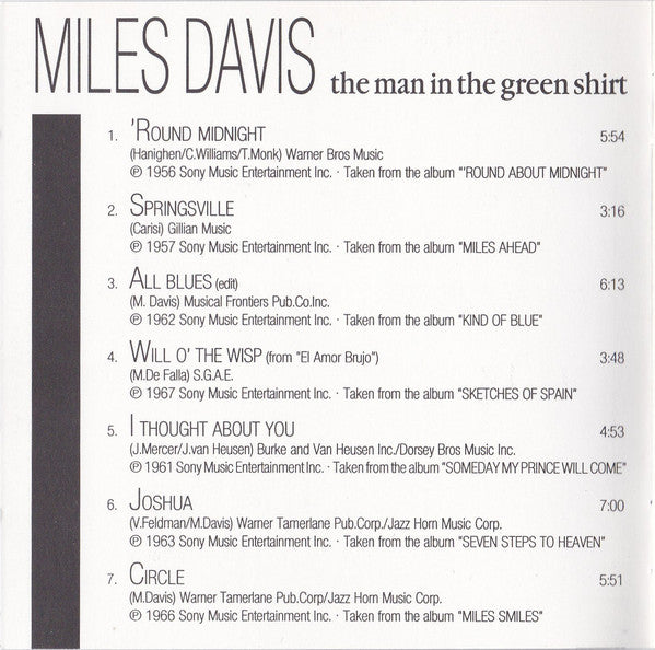 Miles Davis : The Man In The Green Shirt (CD, Comp)