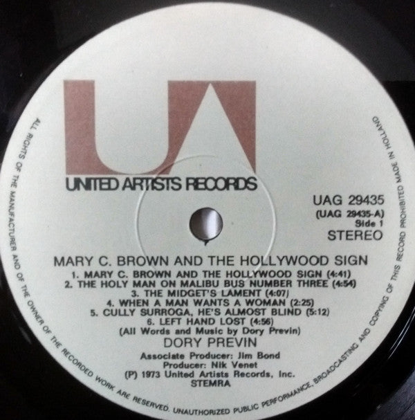 Dory Previn : Mary C. Brown And The Hollywood Sign (LP, Album)
