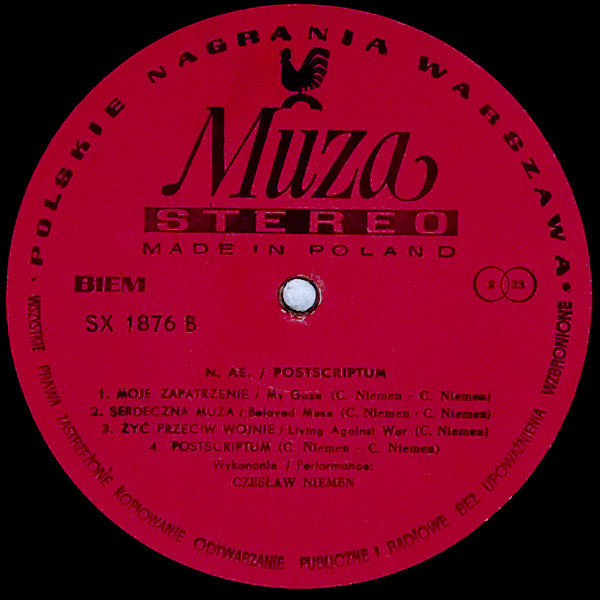 Czesław Niemen : Postscriptum (LP, Album, Red)