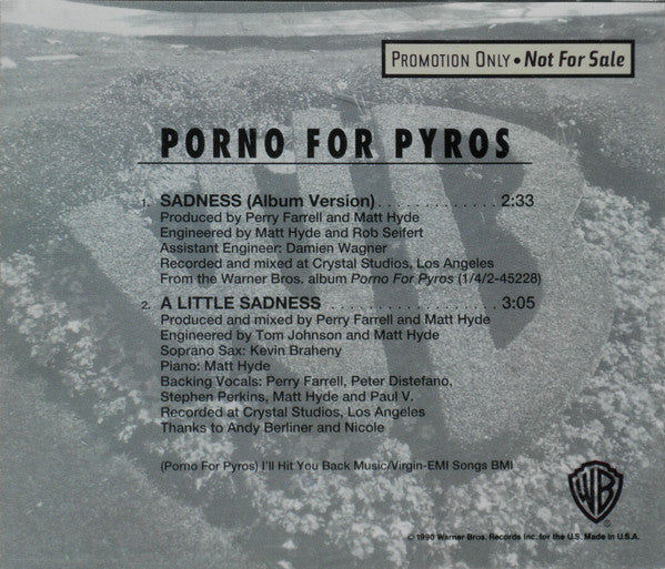Porno For Pyros : Sadness (CD, Single, Promo)