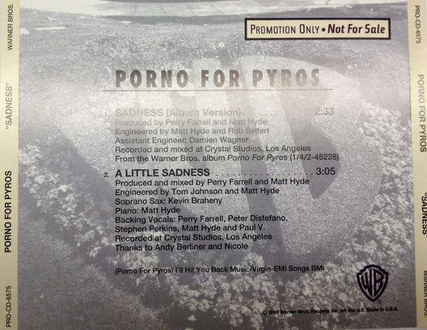 Porno For Pyros : Sadness (CD, Single, Promo)