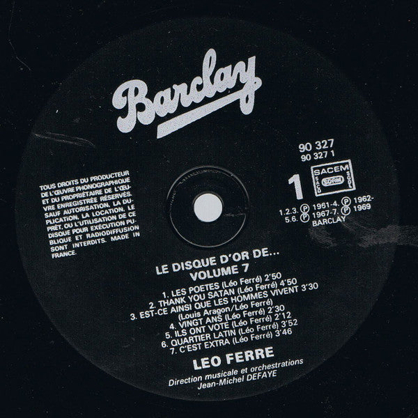 Léo Ferré : Le Disque D'Or (LP, Comp)