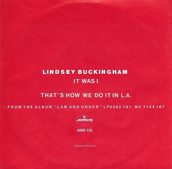 Lindsey Buckingham : It Was I (7", Single)