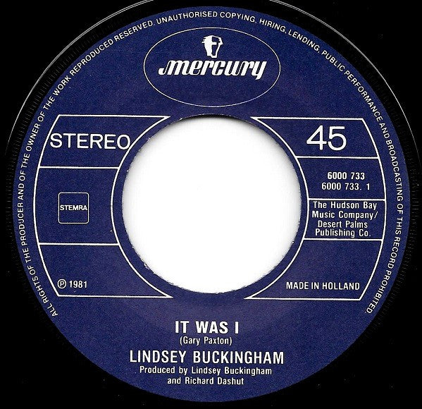Lindsey Buckingham : It Was I (7", Single)