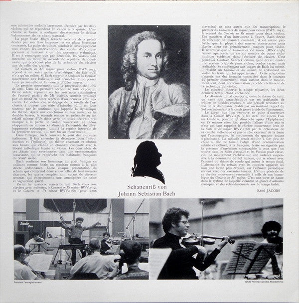 Johann Sebastian Bach / Itzhak Perlman, Pinchas Zukerman, English Chamber Orchestra, Daniel Barenboim : Double Concerto - Concerto En Mi Majeur -  Concerto En Sol Mineur (LP, RE)