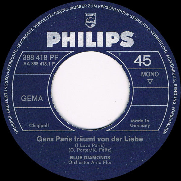 The Blue Diamonds : Ganz Paris Träumt Von Der Liebe (7", Single, Mono)
