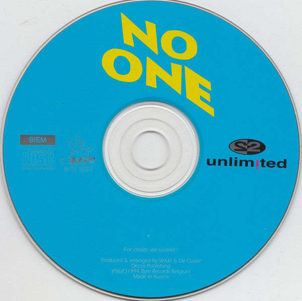 2 Unlimited : No One (CD, Maxi, M/Print)