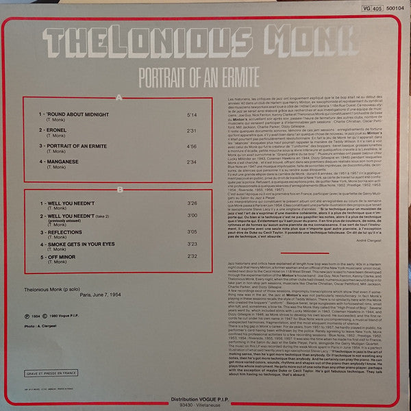 Thelonious Monk : Portrait Of An Ermite (LP, Album, RE)