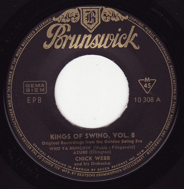 Chick Webb And His Orchestra With Ella Fitzgerald : Kings Of Swing Vol. 8 (7", EP, Mono)