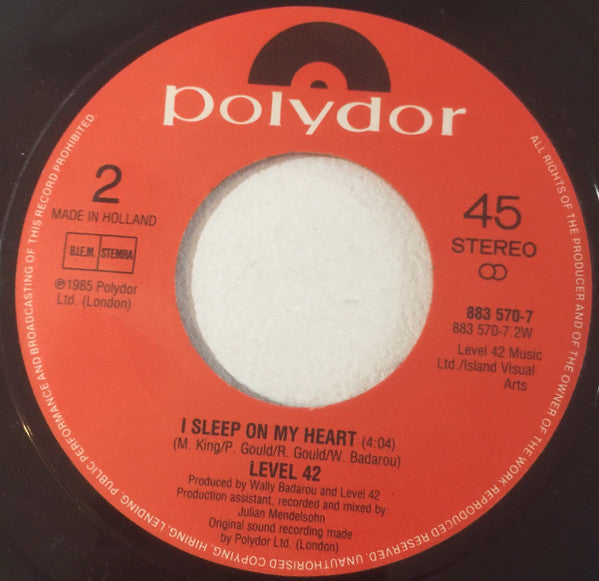 Level 42 : Leaving Me Now (7", Single)