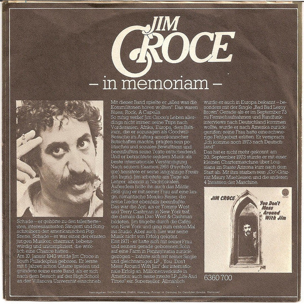 Jim Croce : I Got A Name / Alabama Rain (7", Single)