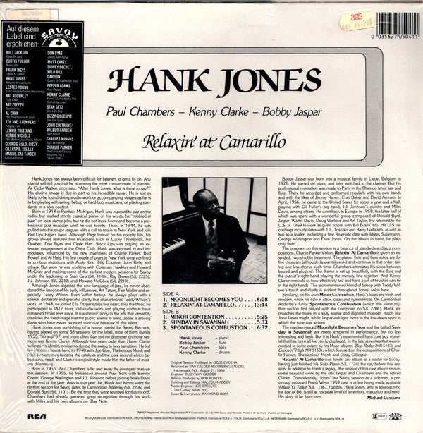 Hank Jones : Relaxin' At Camarillo (LP, Album, RE)