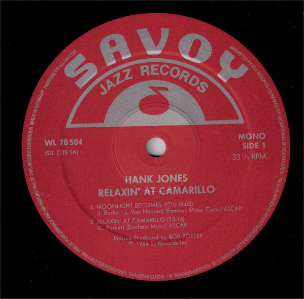 Hank Jones : Relaxin' At Camarillo (LP, Album, RE)