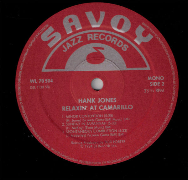 Hank Jones : Relaxin' At Camarillo (LP, Album, RE)