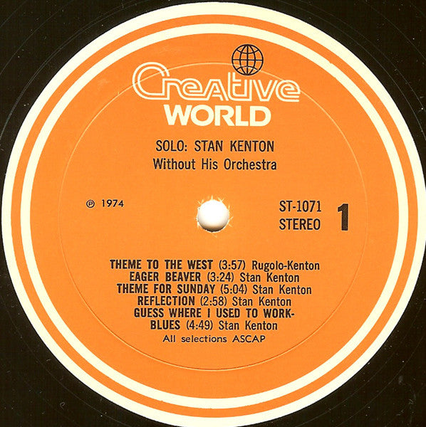 Stan Kenton : Solo: Stan Kenton Without His Orchestra (LP)