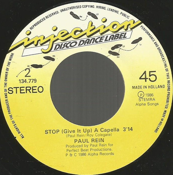 Paul Rein : Stop (Give It Up) (7", Single)