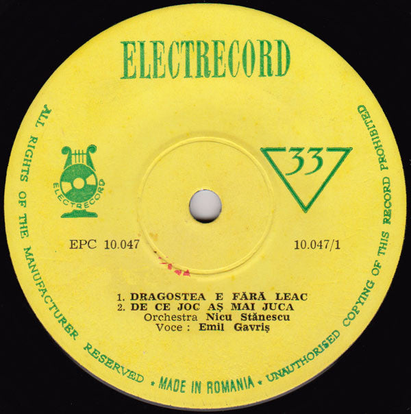 Emil Gavriș : Dragostea E Fără Leac (7", Mono)