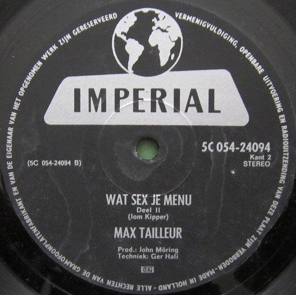 Max Tailleur : Wat Sex Je Menu (LP)