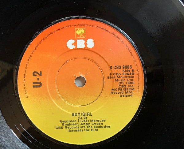 U2 : I Will Follow (7", Single, RE, Sun)