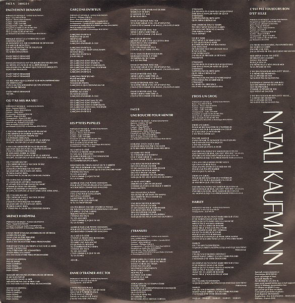 Natali Kaufmann : Enlèvement Demandé (LP, Album)
