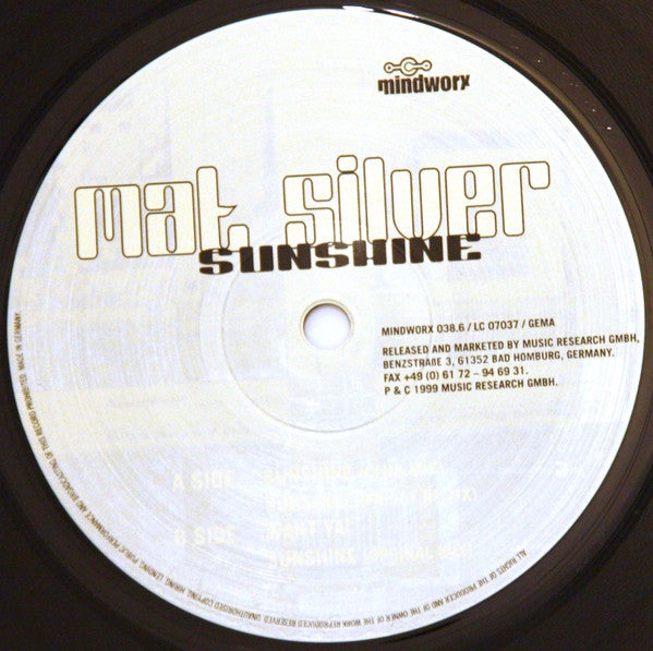 Mat Silver : Sunshine (12", Maxi)