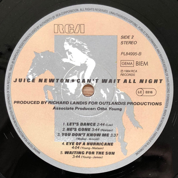 Juice Newton : Can't Wait All Night (LP, Album)