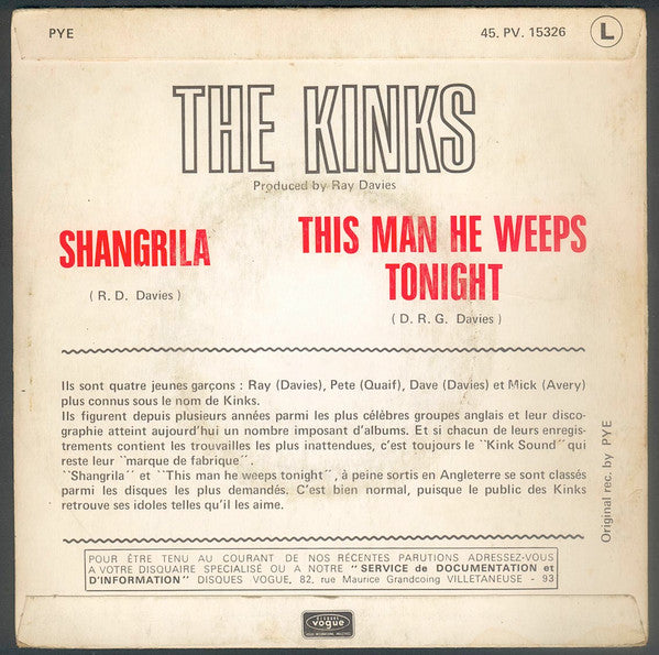 The Kinks : Shangrila (7", Single)
