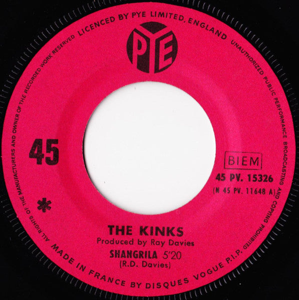 The Kinks : Shangrila (7", Single)