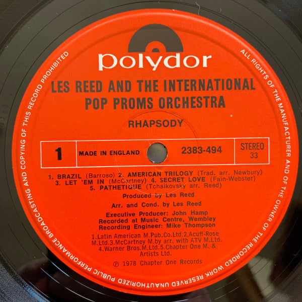 Les Reed & The International Pop Proms Orchestra : Rhapsody (LP)
