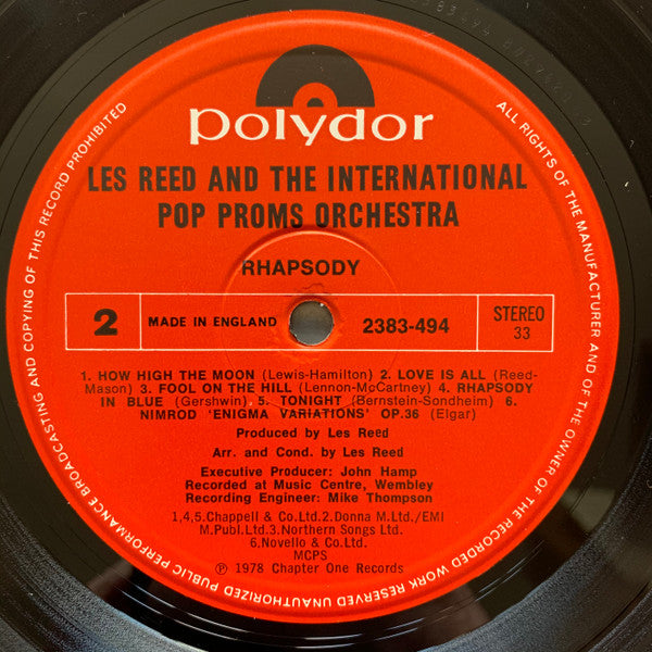 Les Reed & The International Pop Proms Orchestra : Rhapsody (LP)