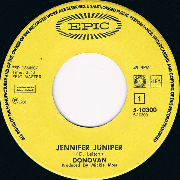 Donovan : Jennifer Juniper (7", Single)