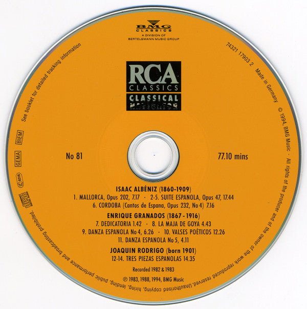 Isaac Albéniz, Enrique Granados, Joaquín Rodrigo - Julian Bream : Spanish Guitar Recital (CD, Comp)